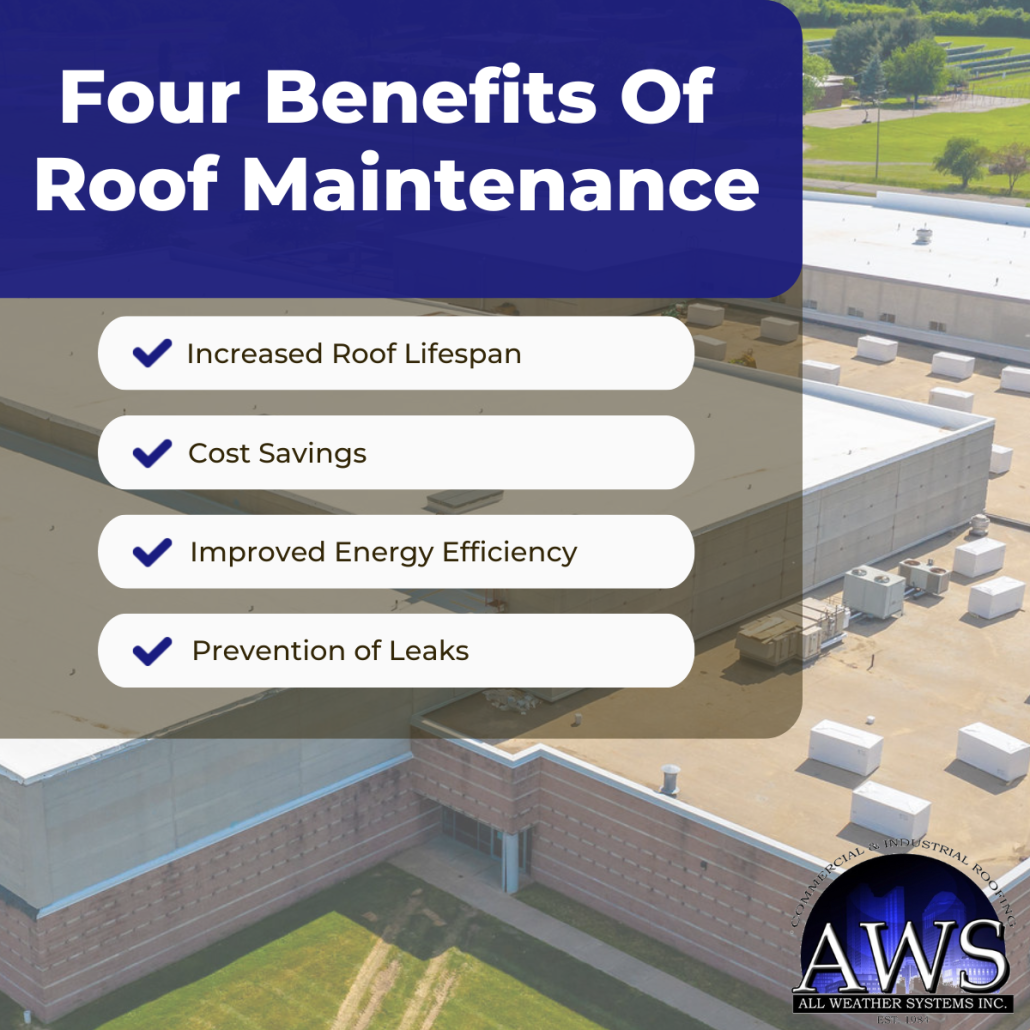 Roofing technician performing preventative maintenance on a flat roof in Ohio