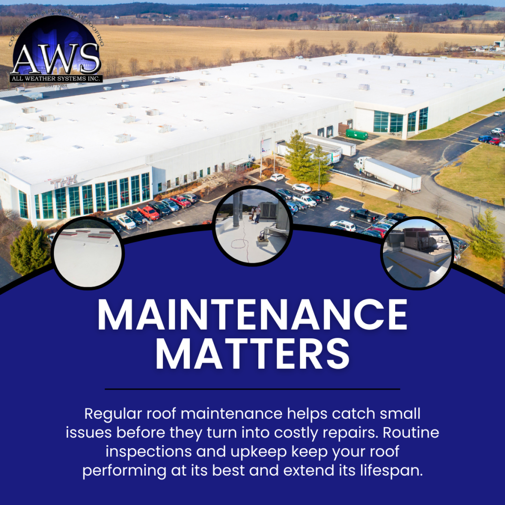Ohio flat roof drainage and membrane check as part of a preventative maintenance visit