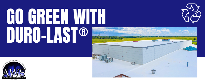 AWS image promoting eco-friendly roofing solutions with Duro-Last®.